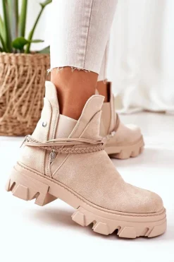 Ocieplane Botki Sztyblety Beżowe Good Idea