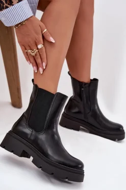 Ocieplane Botki Sztyblety Na Zamek Czarne Niviane