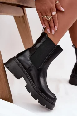 Ocieplane Botki Sztyblety Na Zamek Czarne Niviane