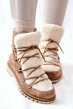 Ocieplane Botki Trapery Beżowe Jiliana