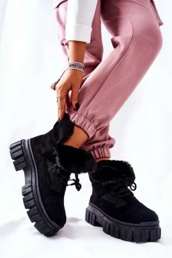 Ocieplane Botki Trapery Czarne Demaris