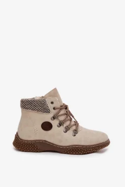 Ocieplane Botki Trapery Damskie Jasnobeżowe Zenaya