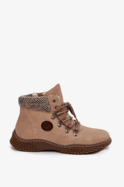 Ocieplane Botki Trapery Damskie Beżowe Zenaya