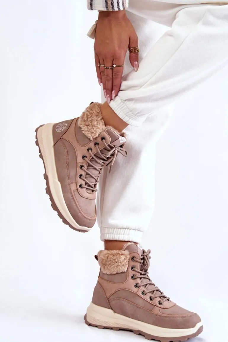 Ocieplane Botki Trapery Lee Cooper LCJ-22-44-1363 Różowe