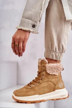 Ocieplane Botki Trapery Lee Cooper LCJ-22-44-1361L Beżowe