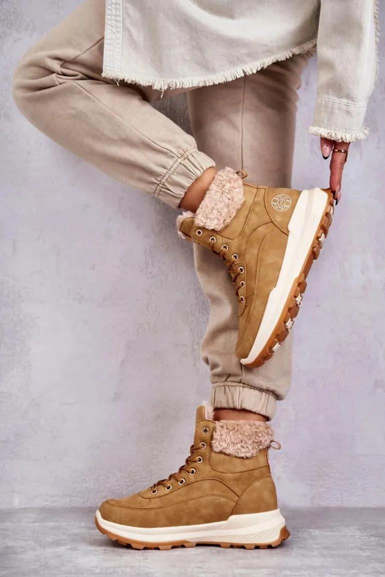 Ocieplane Botki Trapery Lee Cooper LCJ-22-44-1361L Beżowe