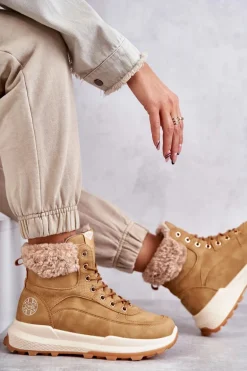 Ocieplane Botki Trapery Lee Cooper LCJ-22-44-1361L Beżowe