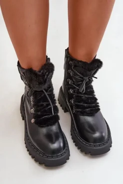 Ocieplane Botki Trapery Na Zamek Z Eko Skóry Czarne Willatta
