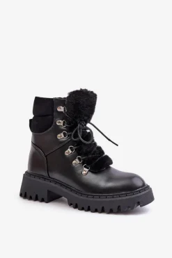 Ocieplane Botki Trapery Na Zamek Z Eko Skóry Czarne Willatta
