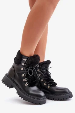 Ocieplane Botki Trapery Na Zamek Z Eko Skóry Czarne Willatta