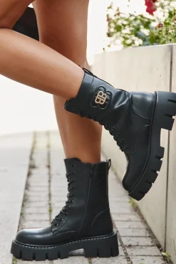 Ocieplane Botki Wokrery Damskie Z Ozdobą Czarne Melisse