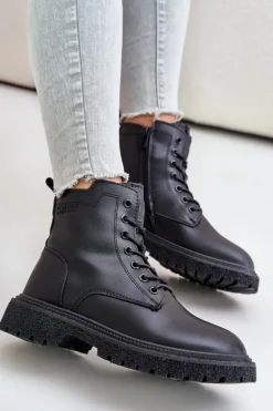 Ocieplane Botki Workery Damskie Big Star OO274A126 Czarne