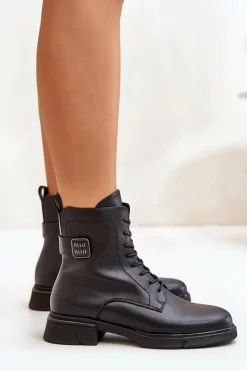 Ocieplane Botki Workery Damskie Skóra Naturalna Czarne Vinceza 66688