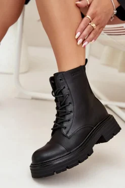 Ocieplane Botki Workery Damskie Big Star OO274140 Czarne