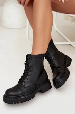 Ocieplane Botki Workery Damskie Big Star OO274140 Czarne