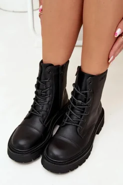 Ocieplane Botki Workery Damskie Big Star OO274140 Czarne