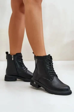 Ocieplane Botki Workery Damskie Ze Skóry Naturalnej Vinceza 7920 Czarne