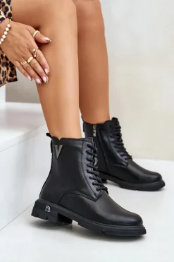 Ocieplane Botki Workery Damskie Ze Skóry Naturalnej Vinceza 7920 Czarne