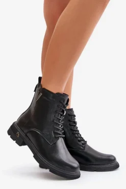 Ocieplane Botki Workery Damskie Ze Skóry Naturalnej Vinceza 7920 Czarne