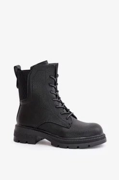 Ocieplane Botki Workery Na Zamek Czarne Leairae