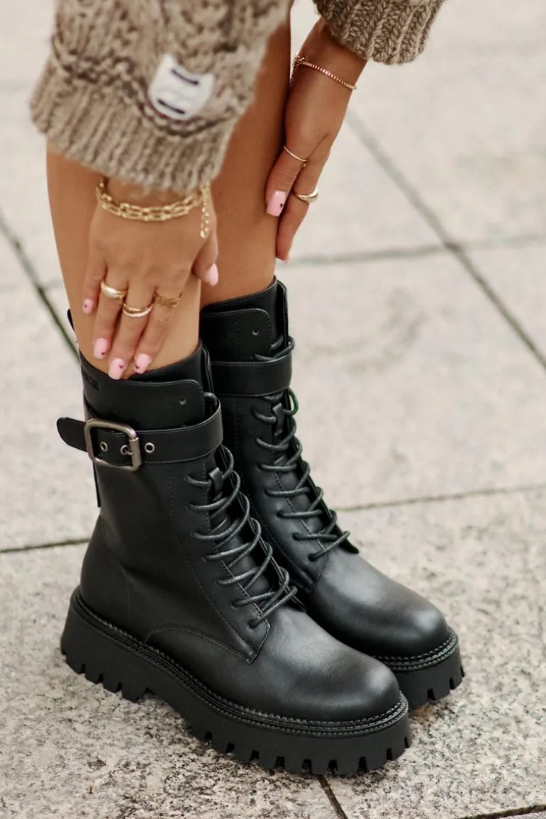 Ocieplane Botki Workery Z Klamrą Big Star OO274137 Czarne