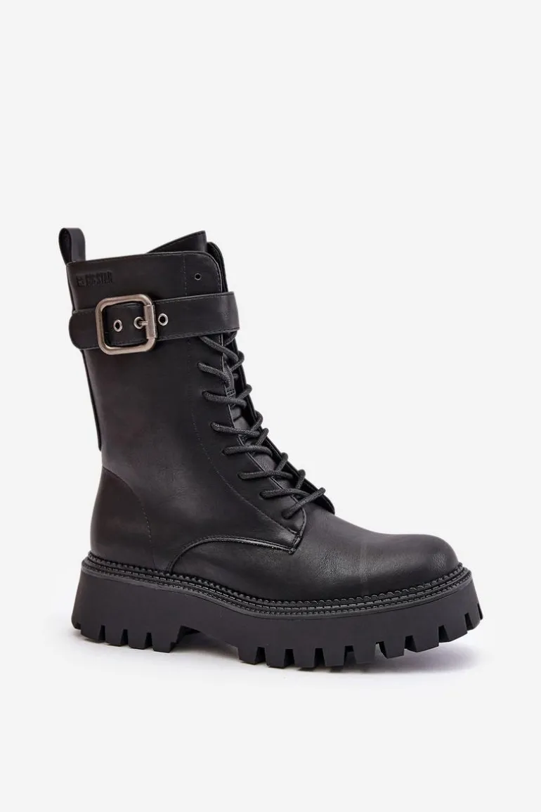 Ocieplane Botki Workery Z Klamrą Big Star OO274137 Czarne