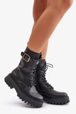 Ocieplane Botki Workery Z Klamrą Big Star OO274137 Czarne