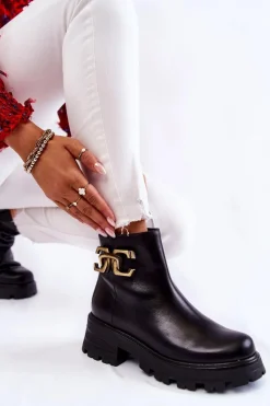 Ocieplane Botki Workery Z Ozdobą Laura Messi 2500 Czarne