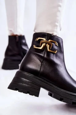 Ocieplane Botki Workery Z Ozdobą Laura Messi 2500 Czarne