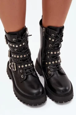 Ocieplane Botki Workery Z Paskami I Klamrami Big Star OO274707 Czarne