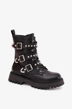 Ocieplane Botki Workery Z Paskami I Klamrami Big Star OO274707 Czarne