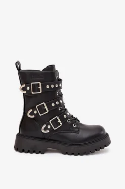 Ocieplane Botki Workery Z Paskami I Klamrami Big Star OO274707 Czarne