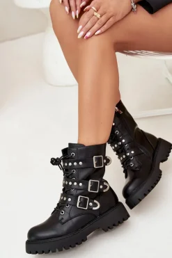 Ocieplane Botki Workery Z Paskami I Klamrami Big Star OO274707 Czarne