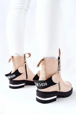Ocieplane Botki Z Suwakiem Beżowe Cortona
