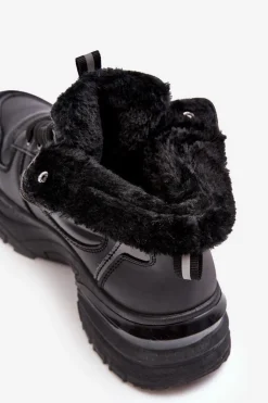 Ocieplane Buty Sportowe Damskie Sznurowane Czarne Dejana