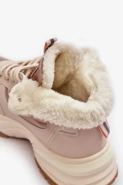 Ocieplane Buty Sportowe Damskie Sznurowane Beżowe Dejana