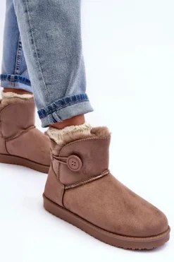 Ocieplane Damskie Śniegowce Z Ozdobą Ciemnobeżowe Siriol