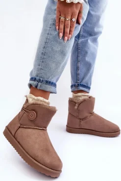 Ocieplane Damskie Śniegowce Z Ozdobą Ciemnobeżowe Siriol