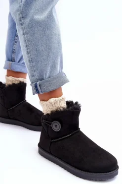 Ocieplane Damskie Śniegowce Z Ozdobą Czarne Siriol