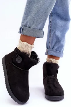 Ocieplane Damskie Śniegowce Z Ozdobą Czarne Siriol