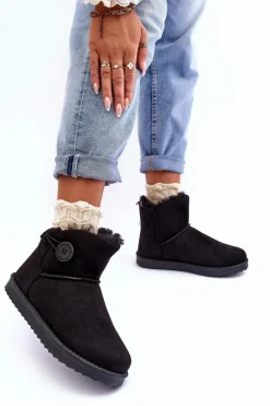 Ocieplane Damskie Śniegowce Z Ozdobą Czarne Siriol