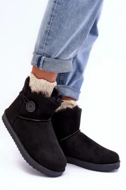 Ocieplane Damskie Śniegowce Z Ozdobą Czarne Siriol