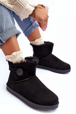 Ocieplane Damskie Śniegowce Z Ozdobą Czarne Siriol