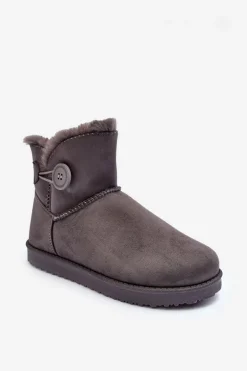 Ocieplane Damskie Śniegowce Z Ozdobą Szare Siriol