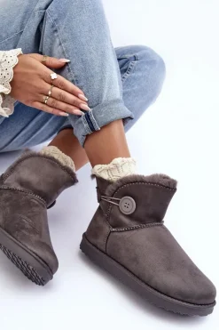 Ocieplane Damskie Śniegowce Z Ozdobą Szare Siriol