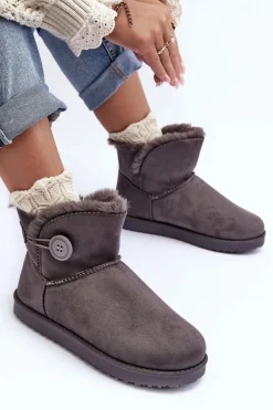 Ocieplane Damskie Śniegowce Z Ozdobą Szare Siriol