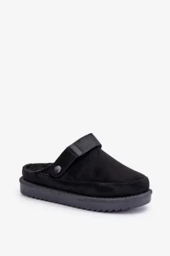 Ocieplane Kapcie Damskie Na Platformie Czarne Neliel