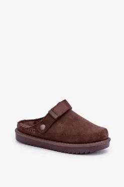 Ocieplane Kapcie Damskie Na Platformie Czekoladowe Neliel