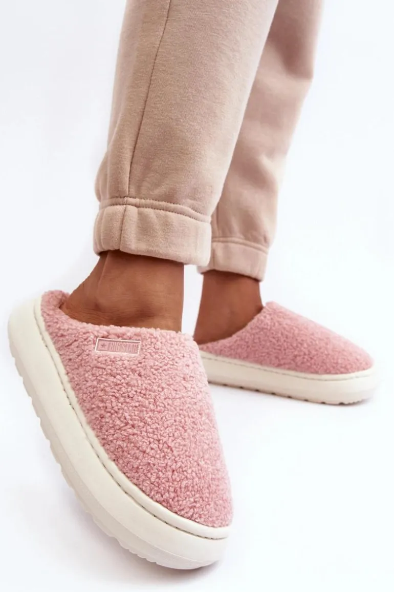 Ocieplane Kapcie Na Grubej Podeszwie Różowe Big Star MM274131