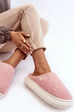 Ocieplane Kapcie Na Grubej Podeszwie Różowe Big Star MM274131